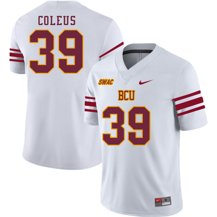 Men-Youth #39 John Coleus Bethune-Cookman Wildcats 2023 College Football Jerseys Stitched Sale-White